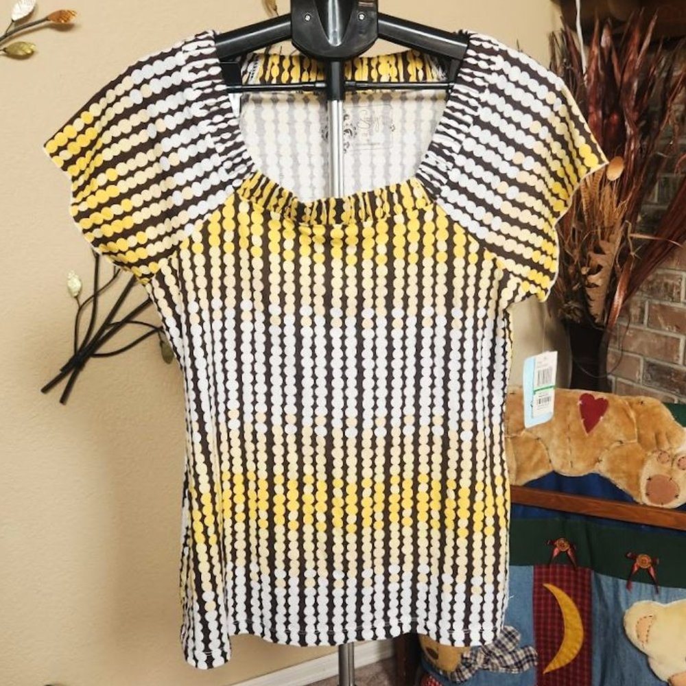 NWT Simply by C colorful polka dot top sz large